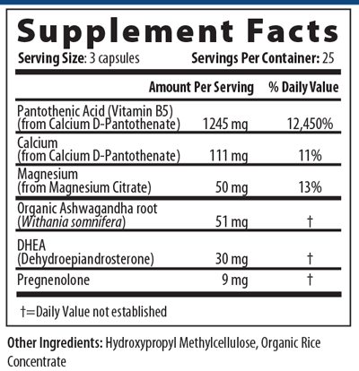 Adrenal Px DHEA Calcium Mag B5 and Ashwaganda 30mg 75 Capsules