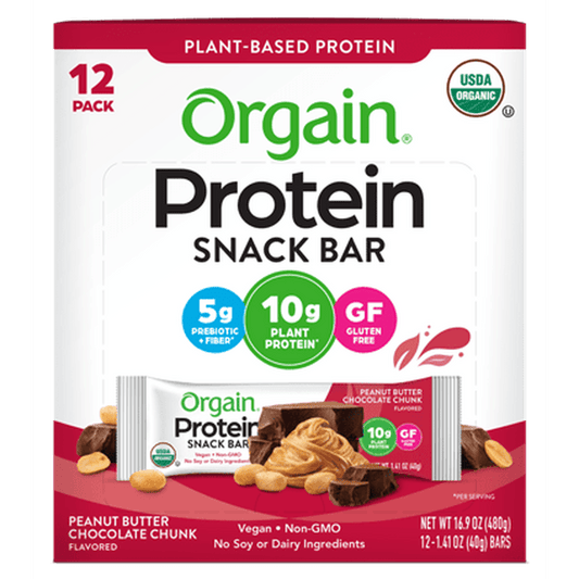 Organic Protein Snack Bar Peanut Butter Chocolate Chunk 12 Bars