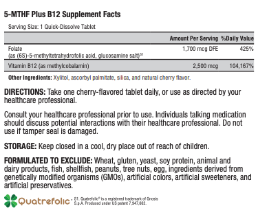 5-MTHF Plus B12 Cherry 30 Tablets